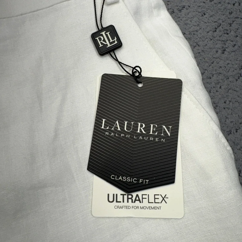 Ralph Lauren Linen Pants Mens 36x30 White LRL Classic Dress Trousers Ultraflex